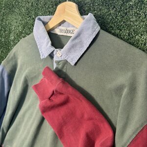 Vintage Colorblock Rugby Long Sleeve Shirt Polo Preppy Heavy Mens Size Large Y2K